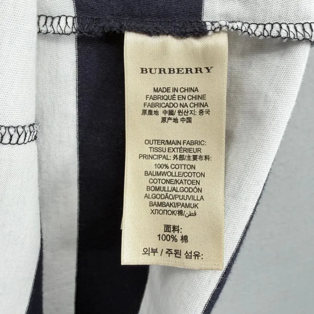 Burberry Brit NWT Navy & White Cotton Striped Pocket V-neck Casual Tee Shirt - Picture 11 of 11